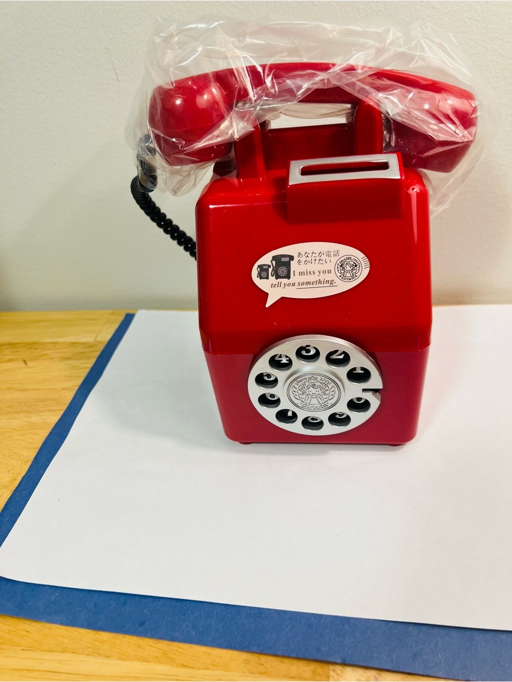 Red Retro Rotary-Style Phone Designed Piggy Bank - Unbranded